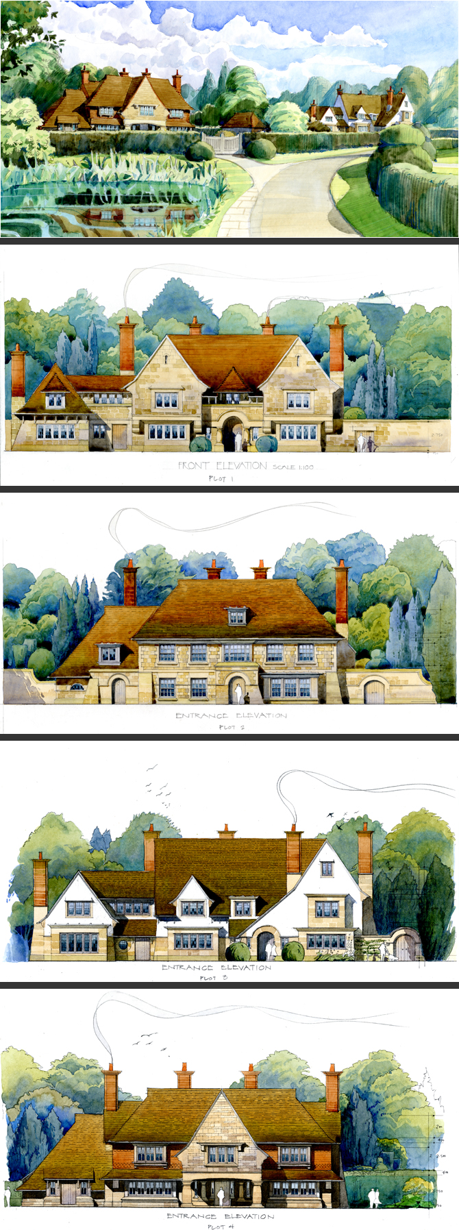 Original Watercolours of Proposed New Houses