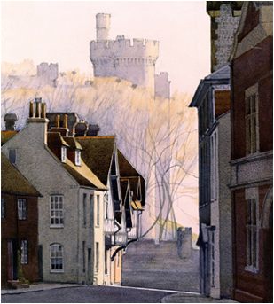 Watercolour painting - Morning Sunlight, Arundel