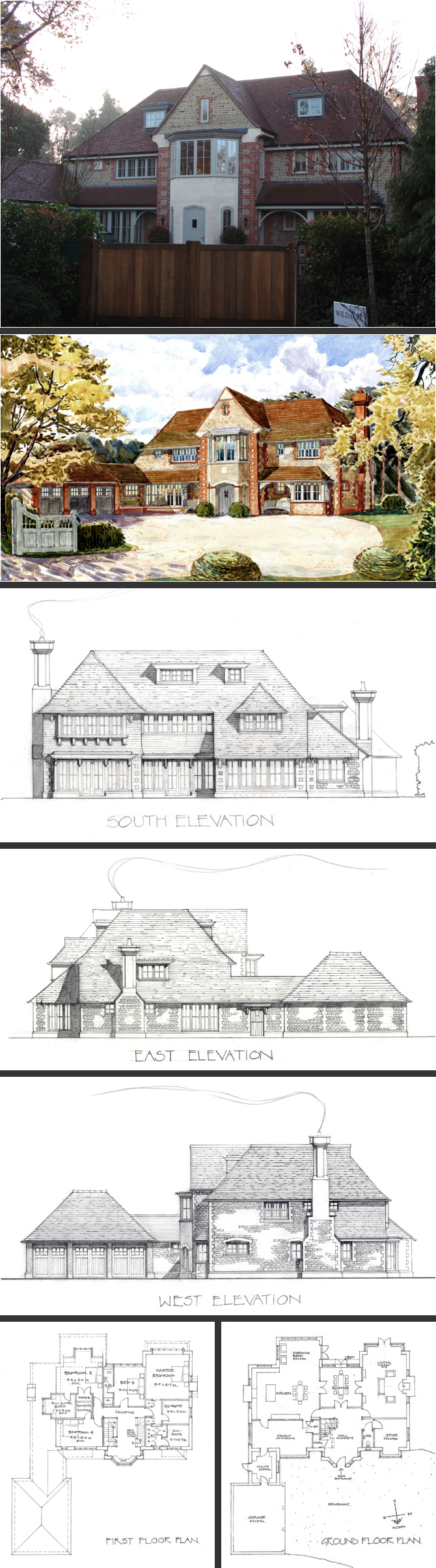 Original watercolour and plans of proposed house